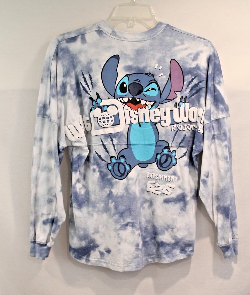 Disney Park Stitch Experiment 626 Top Oversize S Blue Tie-Dye Graphic Jersey